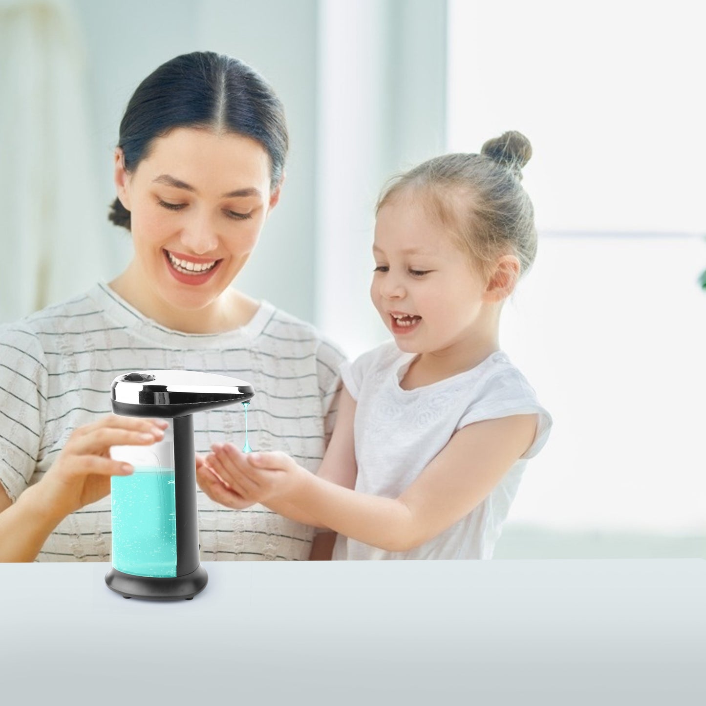 1Pc Automatic Soap Dispenser 400ML 16.9OZ Anti-slip Sensor Refillable Hand Gel Desktop Dispenser 2 Drop Volume Adjustment