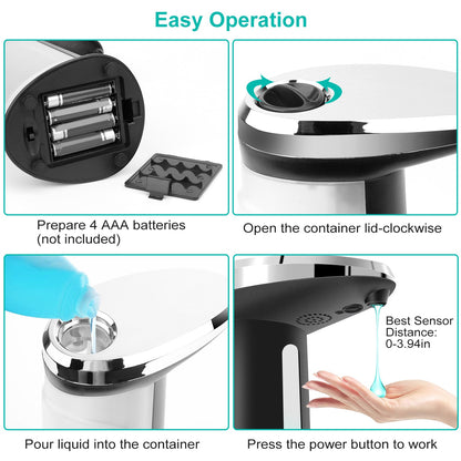 1Pc Automatic Soap Dispenser 400ML 16.9OZ Anti-slip Sensor Refillable Hand Gel Desktop Dispenser 2 Drop Volume Adjustment